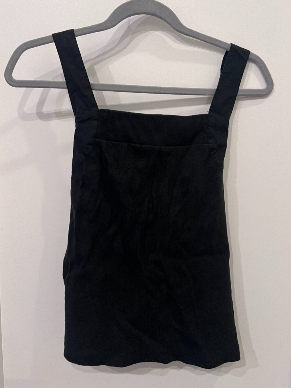 Black Square Neck Sleeveless Tank Top with Tie Back